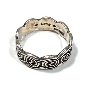 PEPI Sterling Silver Ring Size 6.75 Design Swirl Band 3.39g